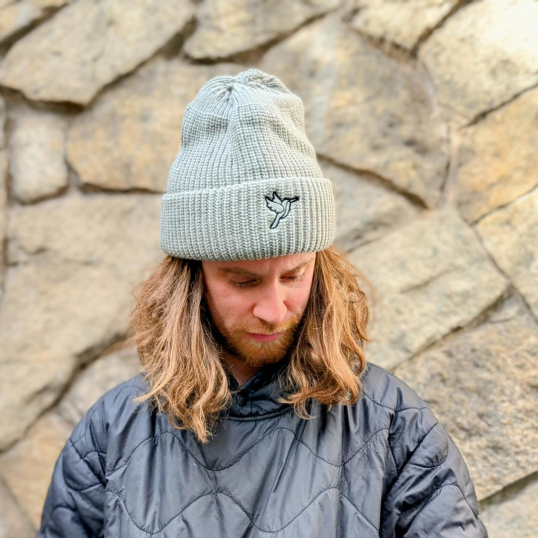 Lazy Larry Beanie Grey / White