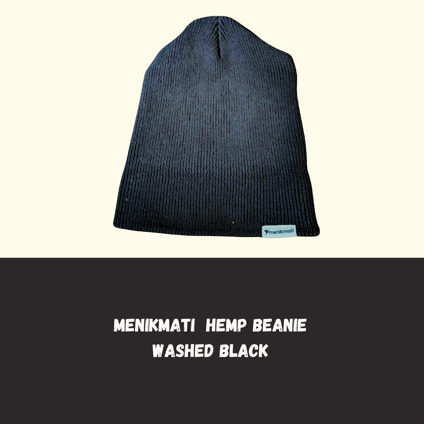 Menikmati Hemp Beanie - Washed Black