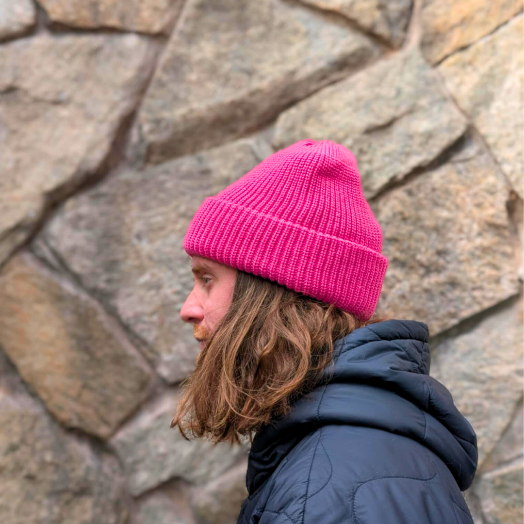 Lazy Larry Beanie Hot Pink / White