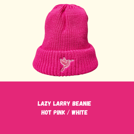 Lazy Larry Beanie Hot Pink / White
