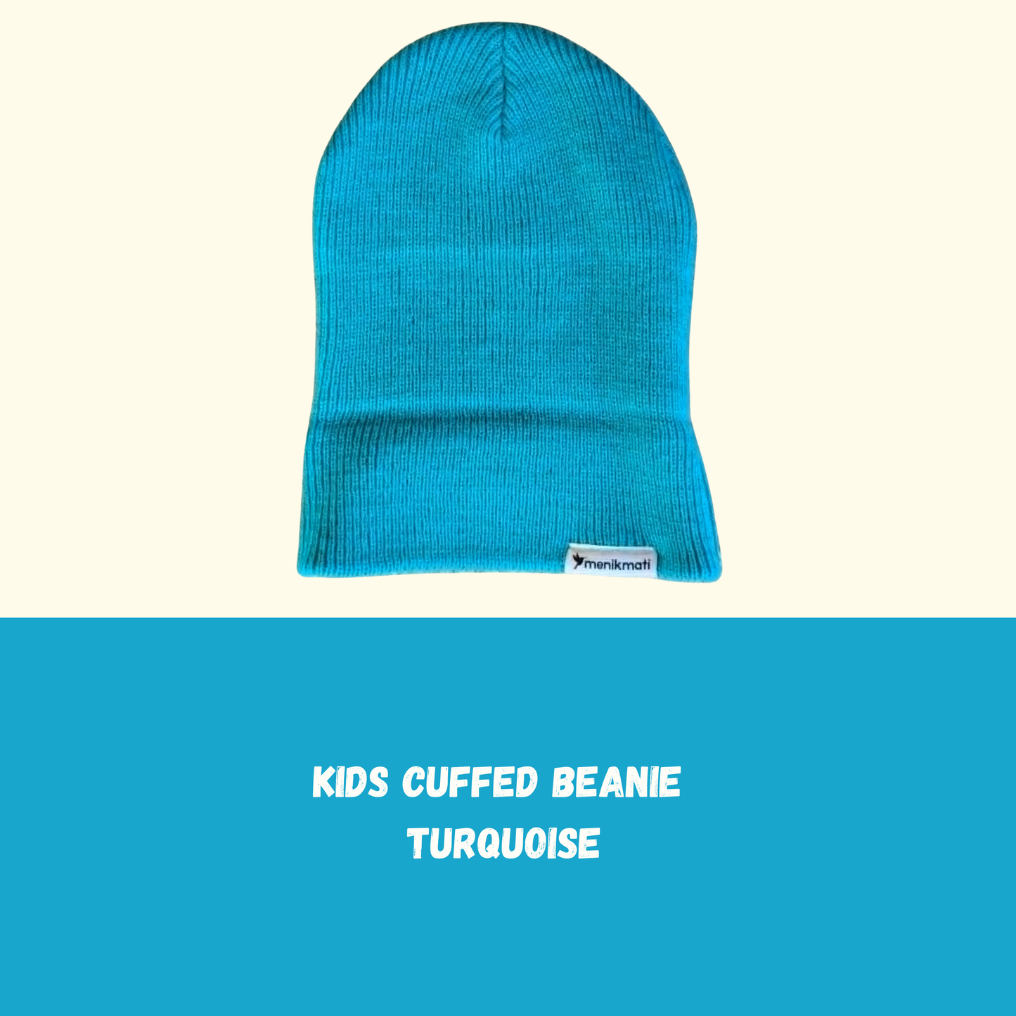 Kids Cuffed Beanie - Turquoise